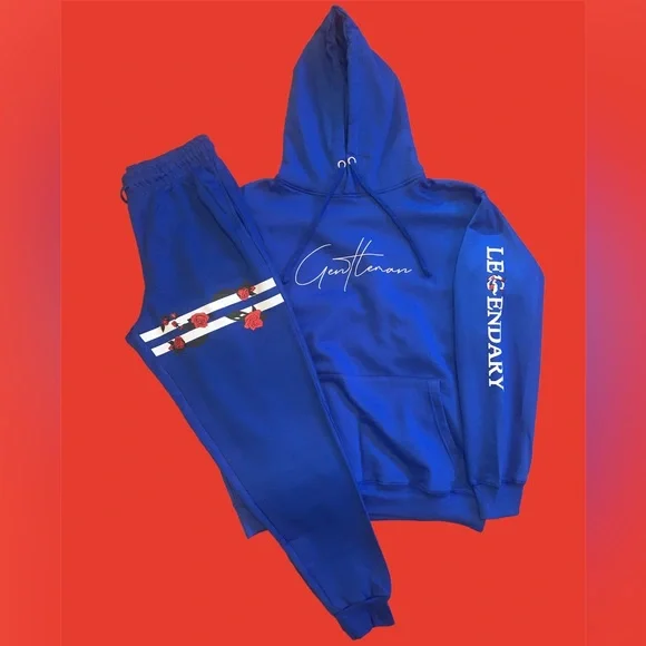 Blue Rose Vine Sweatsuit - Gentleman Apparels - Picture 1 of 1